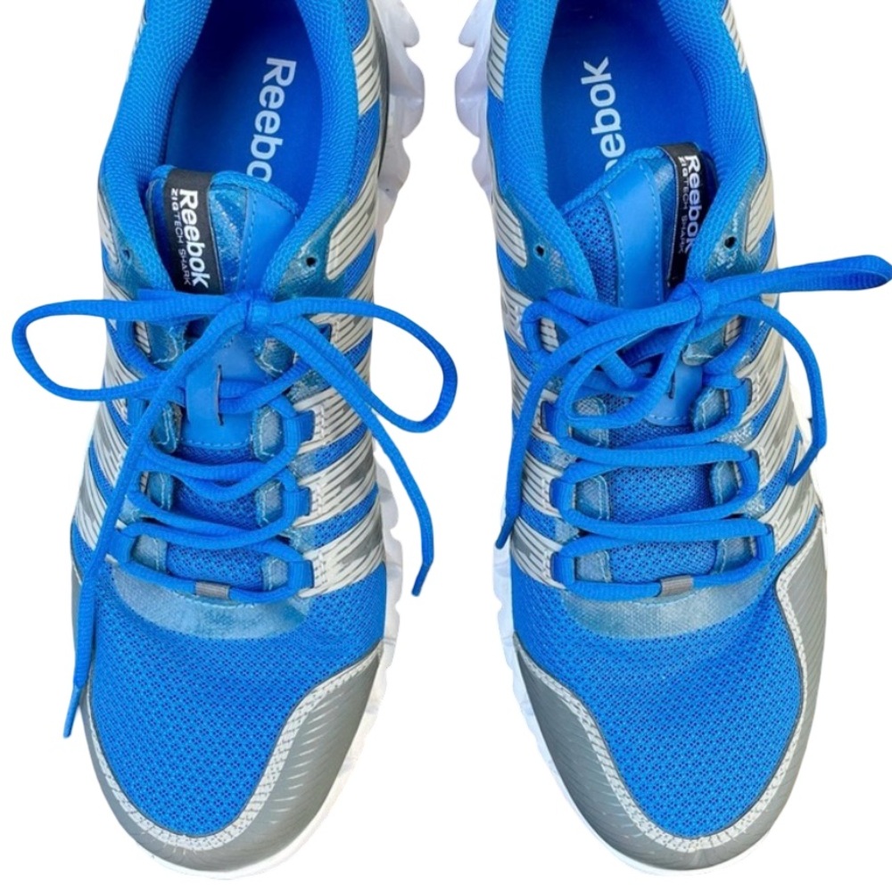 Men’s Blue and Gray Reebok ZigTech Shark Sneakers Size 10.5 M